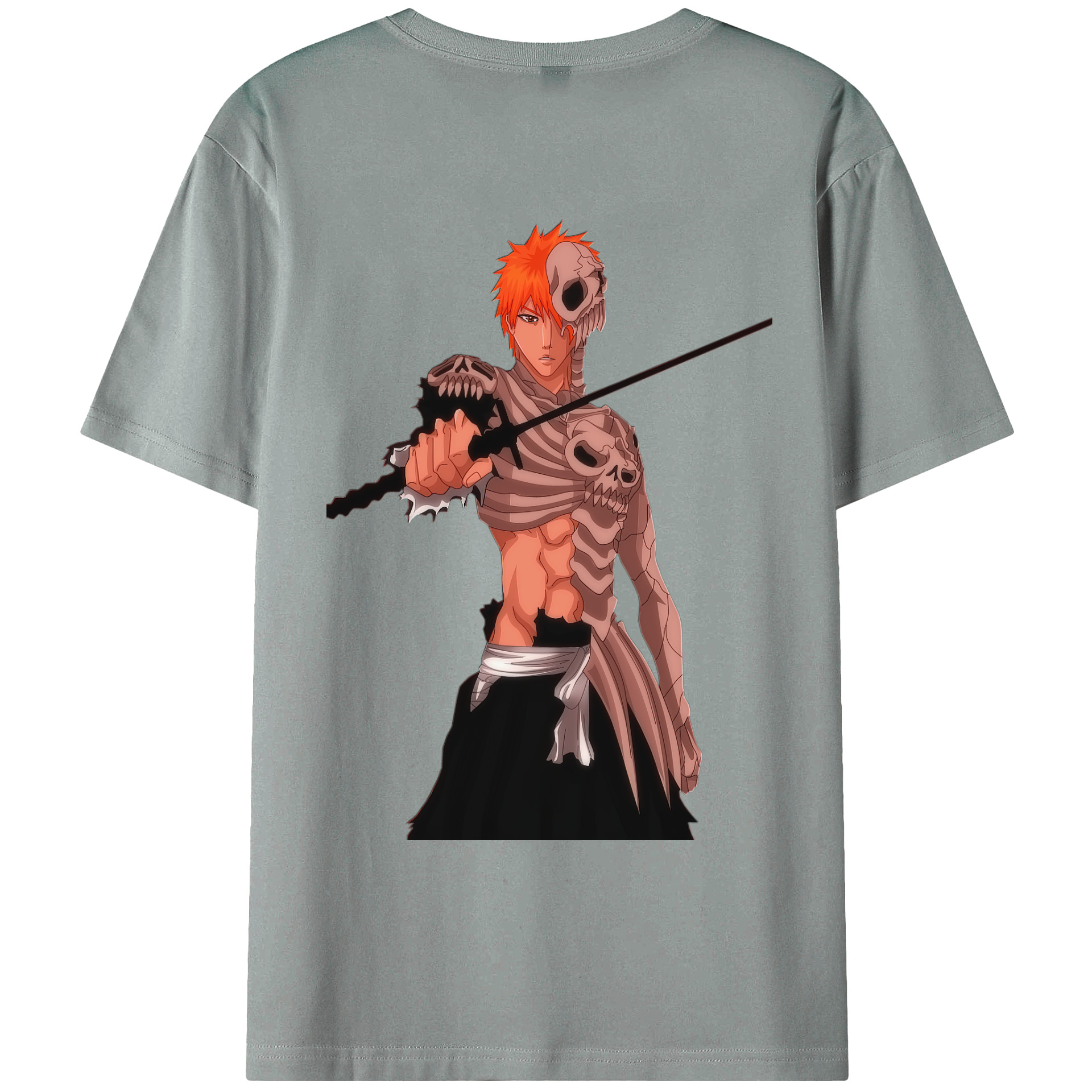 （画像用） ブリーチ 黒崎一護（くろさき いちご）BLEACH Kurosaki Ichigo 綿100％ メンズ半袖Tシャツ（バックプリント） 通気性